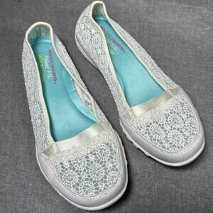 Skechers Women's White Lace Slip-On Shoes